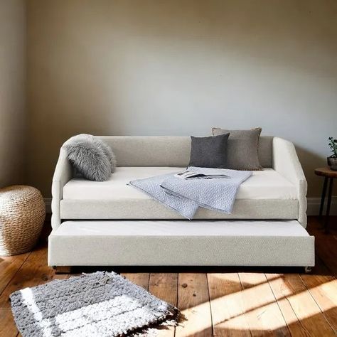 Modern Upholstery Daybed, Full Size Daybed with Trundle Upholstered Tufted Sofa Bed, Chenille Fabric, 82.5"x58"x34" - On Sale - Bed Bath & Beyond - 38315522 Daybed Full Size, Full Size Daybed, Pull Out Sofa, Upholstered Daybed, Cozy Sofa, Daybed With Trundle, Modern Upholstery, Day Bed, Tufted Sofa