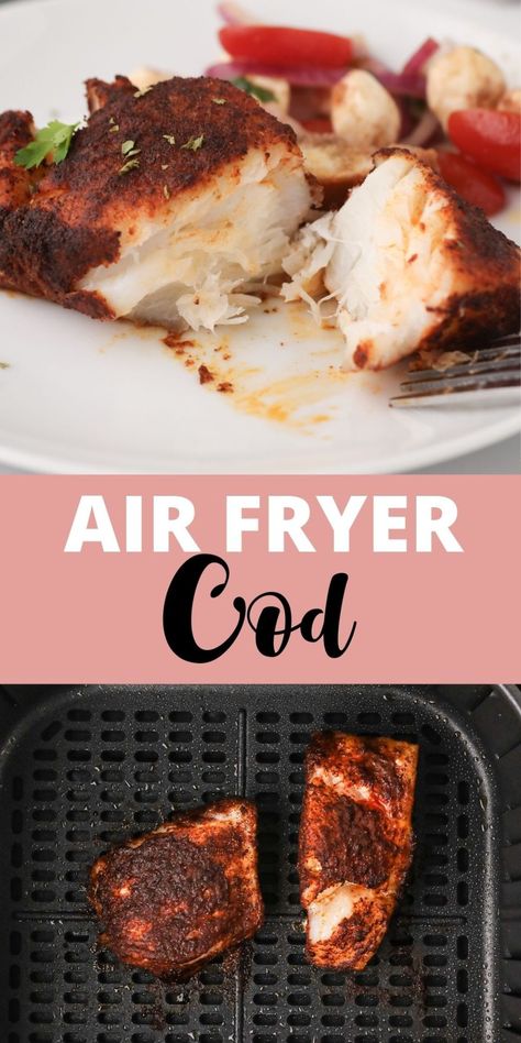 Air Fryer Baked Fish, Air Fry Cod Fish Recipes, Cod In Air Fryer Recipe, Air Fryer Cod Fish Recipes, Airfryer Cod Recipes, Airfryer Cod, Cod Air Fryer Recipes, Cod Fish Recipes Air Fryer, Cod Recipes Air Fryer