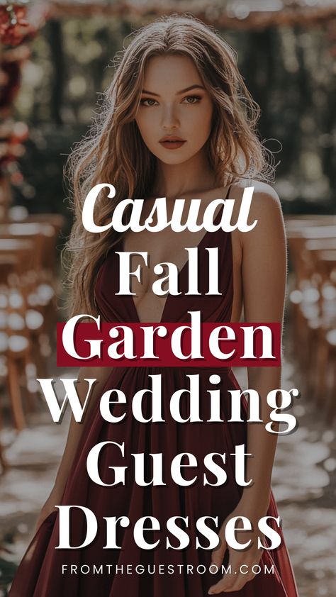 a woman wears a casual fall garden wedding guest dress Fall Garden Wedding Guest Dress, Wedding Dress Guest Fall, Dress For Fall Wedding Guest, Garden Wedding Guest Dress, Wedding Guest Dress For Fall, Wedding Guest Dress Curvy, Wedding Guest Dress Casual, Wedding Guest Dresses For Fall, Country Wedding Guest Dress