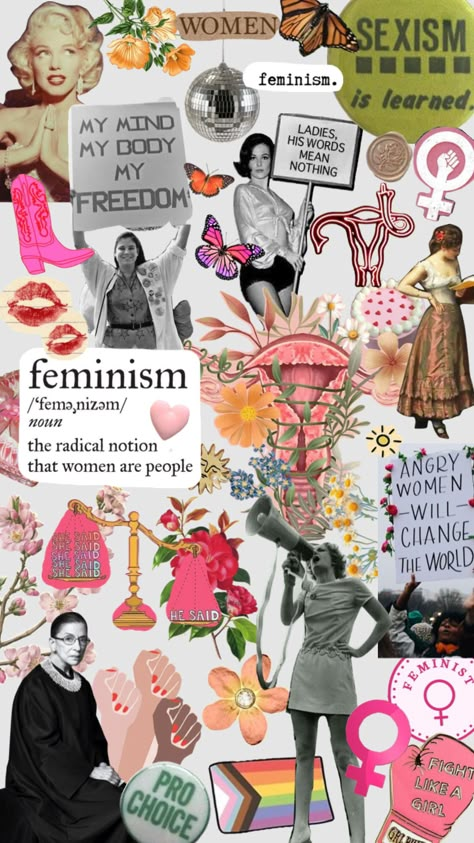 Gender Equality Collage, Raelynn Aesthetic, Feminist Collage Art, Phone Aethstetic, Illustration Art Feminism, Feminism Collage, Girlhood Aethstetic, Fashion Protest, Feminist Collage