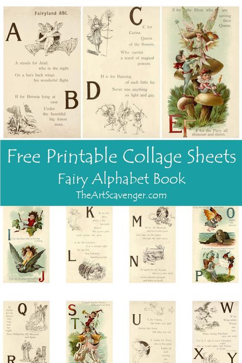 Alphabet Scrapbook Ideas, Fairy Printables Free, Fairy Alphabet, Fairy Pictures Printables Free Images, Free Printable Collage Sheets, Fairy Prints Free Printable, Digital Collage Sheets Free, Graphics Fairy Printables Free, Fairy Ephemera Free Printables