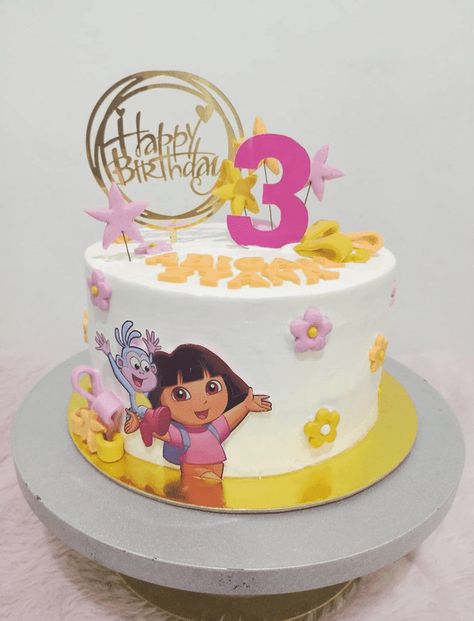 Dora Themed Cake Designs, Dora Birthday Theme, Dora Buji Cake Design, Dora Cake Design, Dora Theme Cake, Dora Birthday Party Ideas, Dora Birthday Cake, Dora The Explorer Cake, Dora Explorer