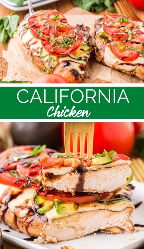 California Grilled Chicken, California Chicken Recipe, Bubbas 33 California Chicken Recipe, California Recipes, California Chicken, Southern Comfort Recipes, Comfort Recipes, Grilled Recipes, Salad With Balsamic Dressing