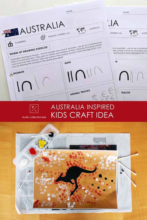 Learning about Australia? Here is Australia inspired kids craft idea - Australian Aboriginal Dot Painting using paints and q tips. Australian Dot Art, Australia For Kids, Q Tips, Australia Crafts, Aboriginal Dot Painting, Animal Tracks, Aboriginal People, Sand Painting, Drawing Exercises