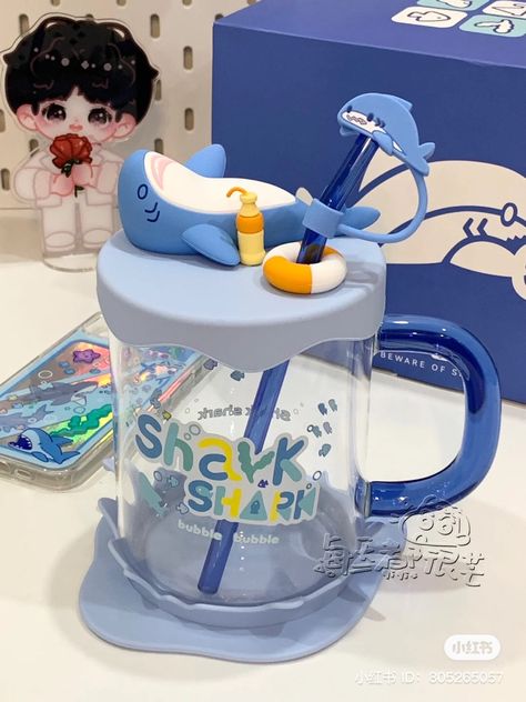 Shark Themed Items, Cute Shark Stuff, Random Stuff To Buy, Shark Items, Shark Cup, Shark Things, Shark Clothes, Shark Stuff, Kawaii Cups