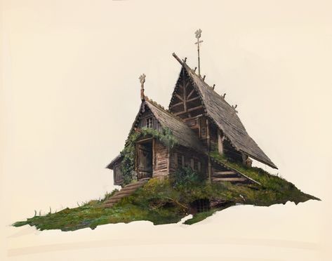 ArtStation - Hut, Deine Reflexion Nordic Houses, Stylized Environment, Animation Story, Witch Hut, Buildings Artwork, Fantasy Architecture, Nordic House, Cabin Art, Ark Survival Evolved