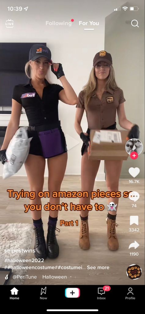 Word Play Costumes Ideas, Amazon Costume Woman, Ups Halloween Costume Women, Creative Halloween Costumes For College, Hot Costume Ideas College, Ups Driver Costume Women, Halloween Costumes Women School, 2024 Halloween Costumes College, Funny College Halloween Costume Ideas