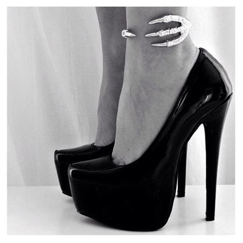 ❤ Trend Shoes, Ankle Cuffs, Shoe Closet, Black High Heels, Steam Punk, Crazy Shoes, Shoe Obsession, Ankle Bracelets, Black Pumps