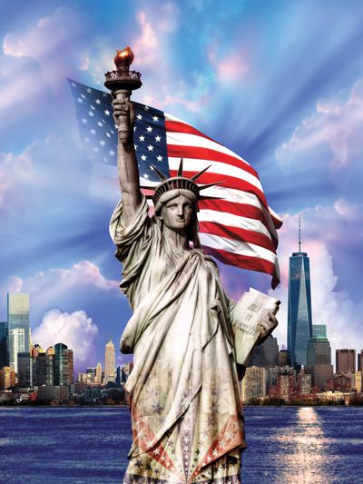 Americana Digital Panel 34" x 45" Patriotic Pictures, American Flag Wallpaper, Hoffman Fabrics, I Love America, United States Flag, The Statue Of Liberty, Lady Liberty, America Flag, American Patriot