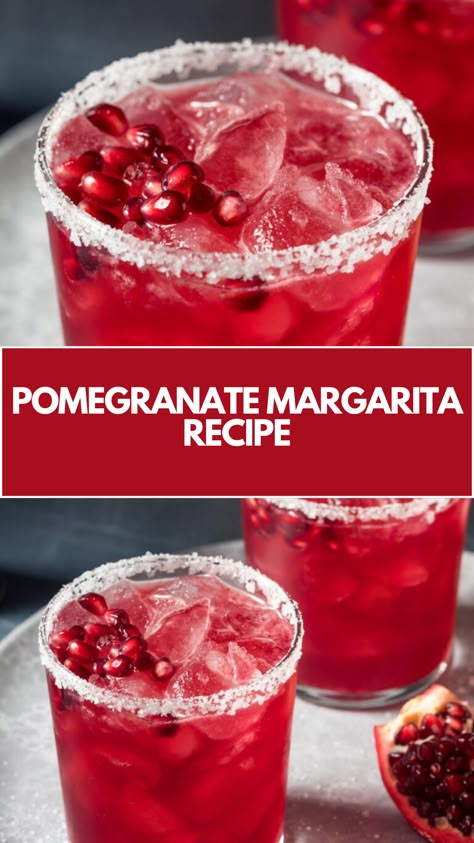 Pomegranate Margarita Recipe made of fresh pomegranate juice, tequila, lime juice, and a touch of agave syrup it serves about 4 and takes about 10 minutes to prepare, perfect for a refreshing drink on warm days. Pomegranate Margarita Recipe, Pomegranate Tequila, Pomegranate Margaritas, Tea Cocktail Recipes, House Party Ideas, Pomegranate Margarita, Pomegranate Recipes, Perfect Margarita, Tea Cocktail