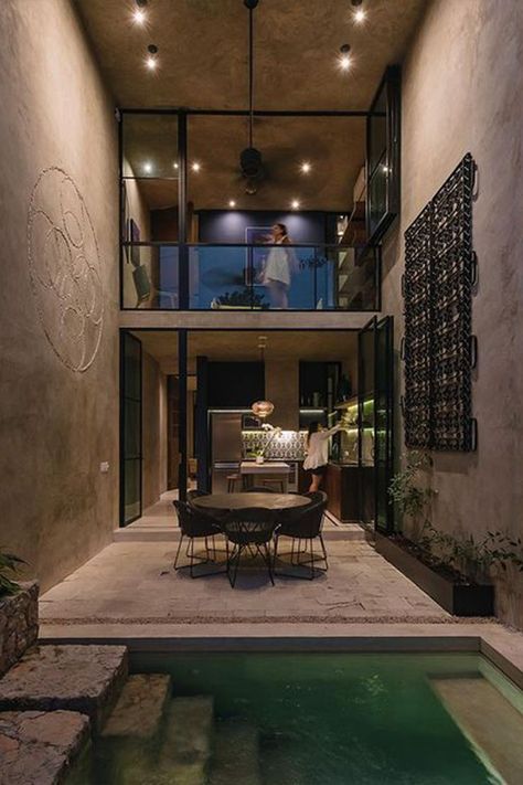 Mini Courtyard, Mexican Architecture, Merida Mexico, Thai House, Narrow House, 3d Interior, Architecture Studio, Design Your Dream House, House Room