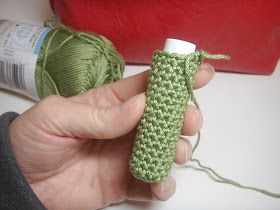 Chapstick Holder Tutorial, How To Crochet A Chapstick Holder, Crocheted Chapstick Holder Patterns, Crochet Lip Balm Holder Tutorial, Knitted Lip Balm Holder, Lipstick Holder Crochet Pattern, Crochet Chap Stick Holder Free Pattern, Crochet Lipstick Holder Pattern Free, Lipstick Crochet Case