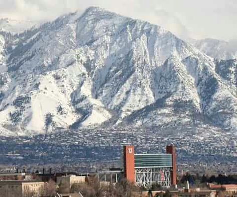 Rice Eccles Stadium with Mount Olympus in the background. Rice Eccles Stadium, Optus Stadium, U Of Utah, Amex Stadium, Seoul Olympic Stadium, Bc Place Stadium, Maine Aesthetic, Utah State University, University Of Maine