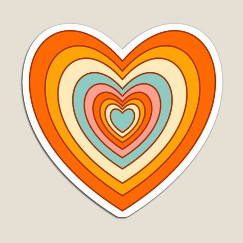 Groovy rainbow heart • Millions of unique designs by independent artists. Find your thing. Stickers Hippie, Groovy Heart, Memory Boards, Groovy Rainbow, Pride Party, Retro Heart, Heart Magnets, 2nd Grade Classroom, Rainbow Heart