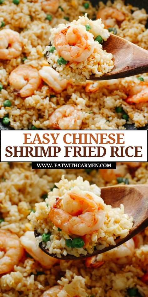 Treat yourself to a delicious dinner with Chinese Shrimp Fried Rice For Dinner! This dish is a flavorful combination of tender shrimp, fragrant rice, and crisp vegetables, perfect for fans of chinese cooking recipes. Ideal for a quick and satisfying meal, it's a standout among shrimp recipes for dinner and seafood recipes. With the convenience of easy chinese recipes and easy rice recipes, this fried rice recipe is sure to become a favorite. Elevate the dish with your favorite seafood sauces ... Spicy Shrimp Fried Rice, Chinese Shrimp Fried Rice, Seafood Sauces, Chinese Shrimp, Rice For Dinner, Vegan Bowl Recipes, Shrimp Fried Rice Recipe, Vegetarian Oyster Sauce, Fried Rice Recipe Easy