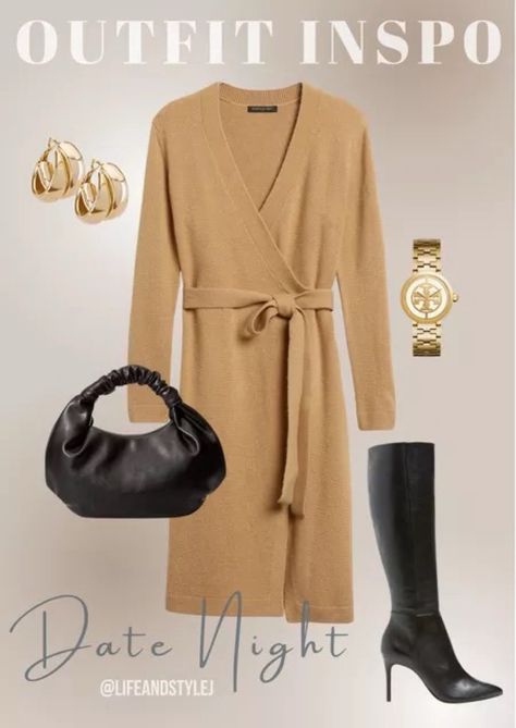 Shop Wrap Knee-Length Sweater Dress and other curated products on LTK, the easiest way to shop everything from your favorite creators. Knee Length Sweater Dress, Knee Length Sweater, Night Looks, Black Handbags, Date Night, Knee Length, Sweater Dress, Outfit Inspo