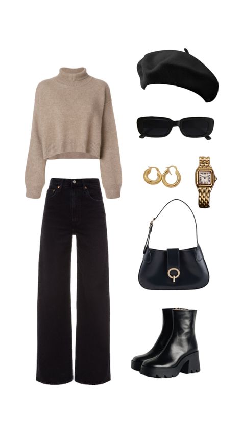 #black #beige #sunglasses #beret #boina #fashion #cute #outfitinspo #vintage #beauty #beauty #boots #fancy #classy #outfit #jeans #paris #bonvoyage #aesthetic Beige Beret Outfit, Beret Aesthetic Outfit, Beret Winter Outfit, Beret Outfit Winter, Black Beret Outfit, Beige Sunglasses, Beret Outfit, Winter Outfits Snow, University Outfit