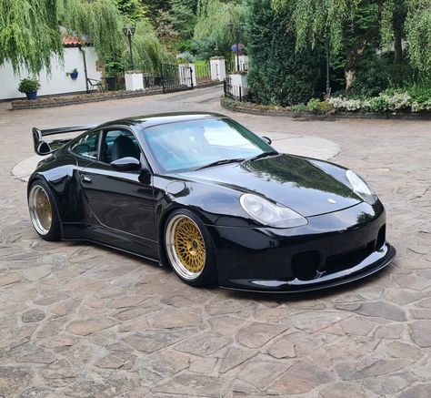 Black Porsche 911 996. Tuning by Miles Works Automotive. Full widebody conversion. Porsche 996 Custom, Widebody Porsche, Porsche 996 Turbo, 996 Porsche, Porsche Boxter, 996 Turbo, Custom Porsche, Black Porsche, Porsche 996