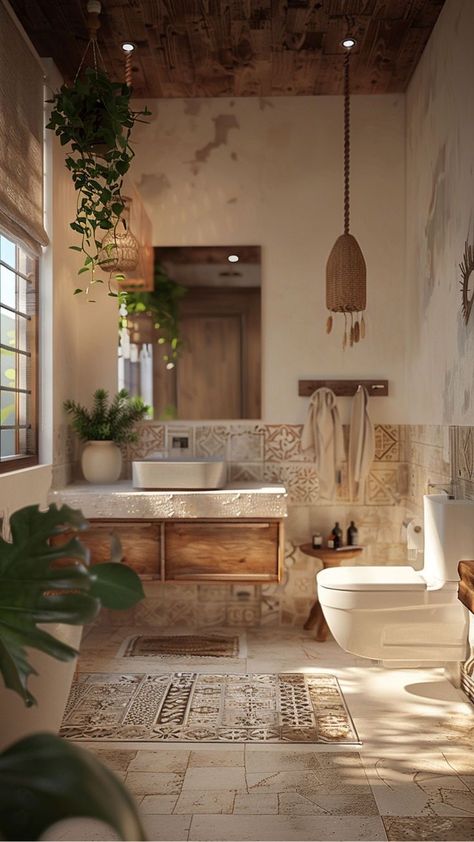 Modern Mexican Home, Mexican Interior Design, Mexican Bathroom, Mexican Interiors, Earthy Home, Modern Mexican, Mexican Home, Italian Home, Bathroom Inspiration Decor