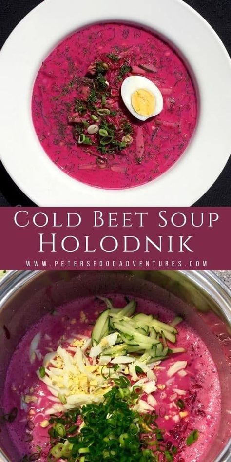 Cold Beet Soup, Beet Soup Recipes, Lithuanian Recipes, Eastern European Recipes, Beet Soup, Cold Soup, Food Breakfast, Easy Soups, European Food