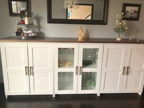 Diy Sideboard Buffet, Ikea Buffet, Buffet Ikea, Rustic Livingroom, Ikea Sideboard, Diy Hardwood Floors, Ikea Dining Room, Diy Sideboard, Ikea Dining