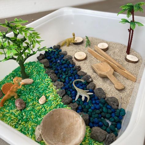 Dinosaur Sensory Table, Dino Sensory Bin, Dinosaur Sensory Bin, Thema Dino, Table Activities, Early Childhood Educator, Sensory Kits, Fine Motor Development, Sensory Activities Toddlers