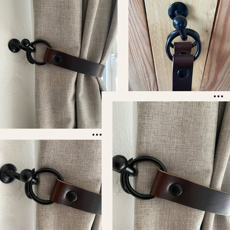 Brown leather tie backs and black fixings such a good combo #leather #curtainties #interior #interiorstyling #tiebacks #homestyling #etsy #etsyshop #hotelinterior Leather Curtain Tie Backs, Leather Tie, Curtain Ties, Curtain Tie Backs, Side Wall, Hotel Interior, Boy's Bedroom, Design Milk, Leather Diy