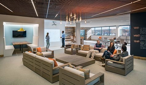 Incubating Innovation at Southern New Hampshire University -- Campus Technology Southern New Hampshire University, Boarding School Life, Ceiling Solutions, Ceiling Details, Lectures Room, Armstrong Ceiling, College Projects, Group Home, Common Room