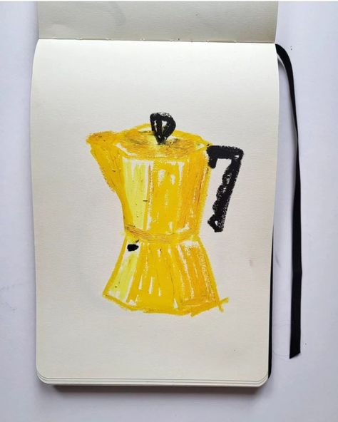 Ode à cafeteira Oil Drawing Ideas, Food Oil Pastel, Coffee Oil Pastel, Simple Oil Pastel Drawings, Oil Pastel Food, Oil Pastel Drawings Aesthetic, Pastel Moka, Oil Pastel Doodles, Pastel Colors Drawing