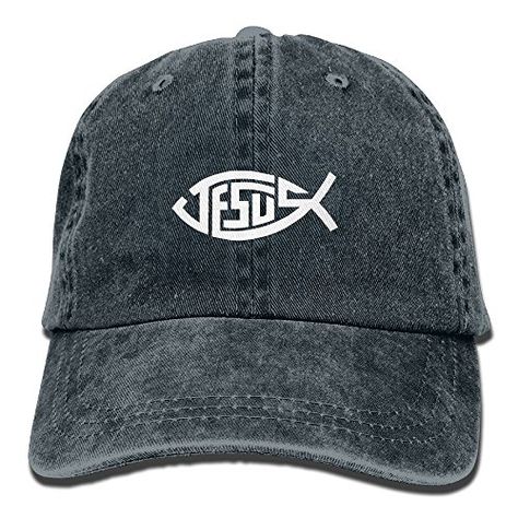 Jesus Christian Fish Cotton Adjustable Jean Baseball Cap - comes in 4 different colors - 100% cotton - adjustable - one size fits all - #jeanbaseballcap #Christianfish #hat AFFILIATE LINK Christian Shoes, Christian Canvas Art, Christian Hats, In Remembrance, The Last Supper, Cap Designs, Denim Hat, Last Supper, Cool Hats