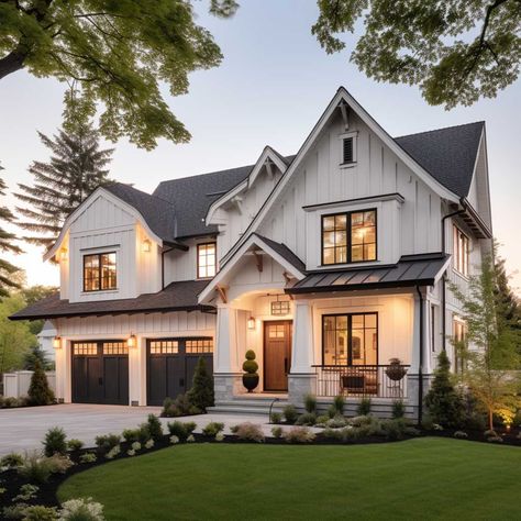 Inspiring Exterior House Color Schemes for a Home Makeover • 333+ Inspiring Lifestyle Ideas Exterior House Colors With White Windows, 2024 Exterior House Trends, Grey House Exterior, White Exterior House, White Home Exterior, Gray House Exterior, Dream House Aesthetic, Inspiring Lifestyle, Earthy Greens