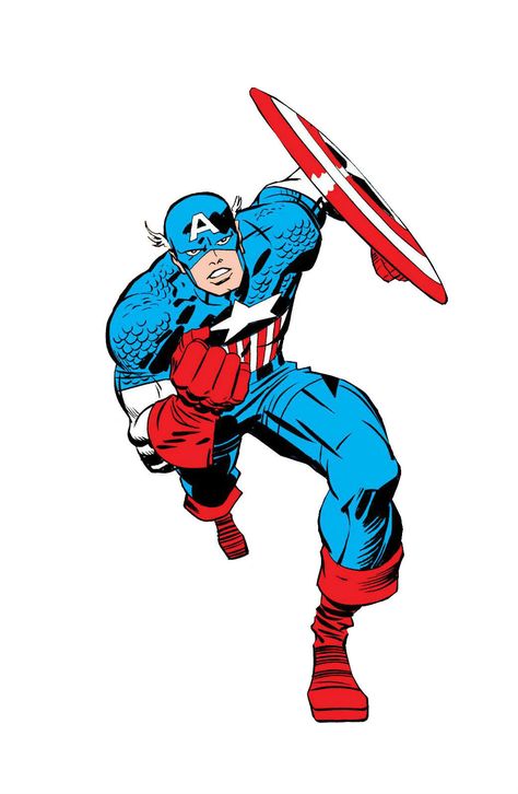 Captain America (Steve Rogers) by Jack Kirby Captain America Jack Kirby, Jack Kirby Captain America, Jack Kirby Art, Cap Art, Comics Characters, Marvel Captain America, Marvel Comic Universe, Marvel Comic Character, Jack Kirby