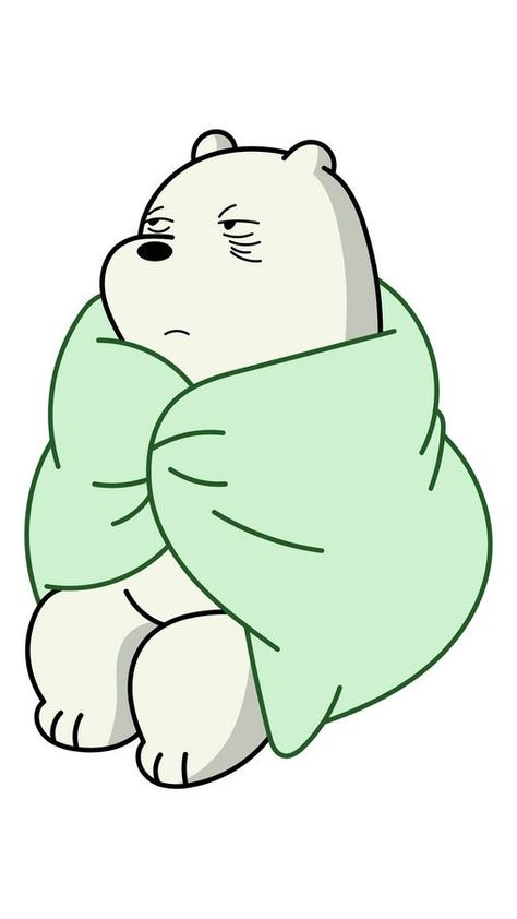 Ice Bear Sticker, White Bear Cartoon, Sleep Stickers, Ice Cartoon, Blanket Drawing, We Bare Bears Ice Bear, Bare Bears Ice Bear, Sleeping Sticker, We Bear Bears