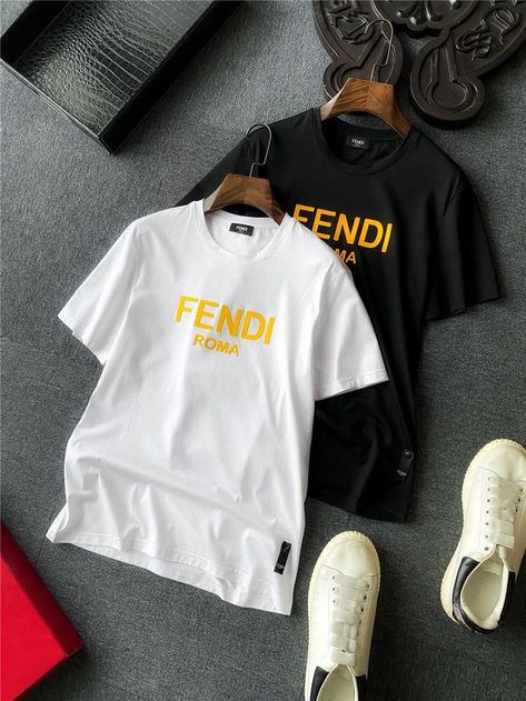 Fendi Women Round Neck Short Sleeve "FENDI ROMA"Logo Printed Tee Shirts In Black & White Roma Logo, Fendi Women, Tee Shirt Print, Tommy Jeans, Printed Tees, Fendi, Round Neck, Sports Jersey, Tee Shirts