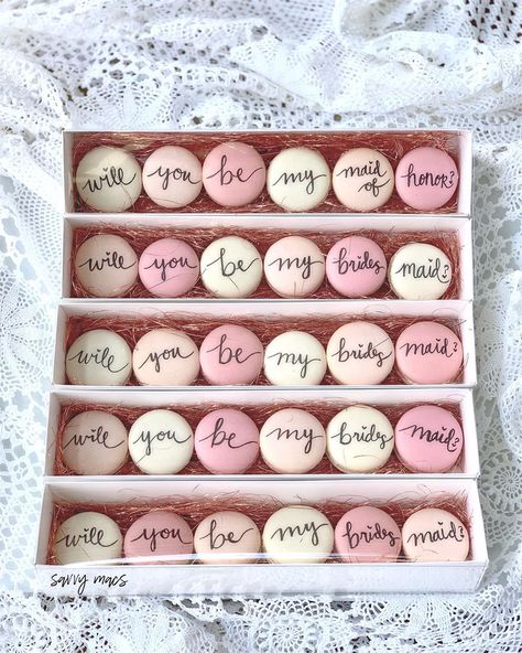 Savvy Macs on Instagram: “What’s the best way to ask your squad to be by your side on the big day? Why with custom crafted macarons, of course! 👰🥂💍 . . . . .…” By Your Side, Of Course, Macarons, Big Day, Siding, Mac, Good Things, On Instagram, Instagram