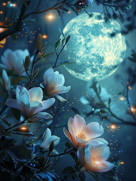 Prompt 👉group of glowing flowers with full moon in the background, fireflies floating around, digital art, hyper-realistic beautiful photo], fireflies, stunning beauty, sergei krasovsky, 50, magnolias, blue moon, beautiful details, stunning backdrop, clear moon, amazing beauty, professional photography] 👉 if Like, please Follow and Share AI Graphics Studio 👇Contact on WhatsAPP: http://tiny.cc/aigraphicsstudio #aigraphicsstudio #AI #DigitalMarketing #digitalartist #digitalart #digital #creat... Full Blue Moon, Glowing Flowers, Beauty Professional, Draw Together, Moon Images, Story Art, Flower Ball, Night Scene, Moon Flower