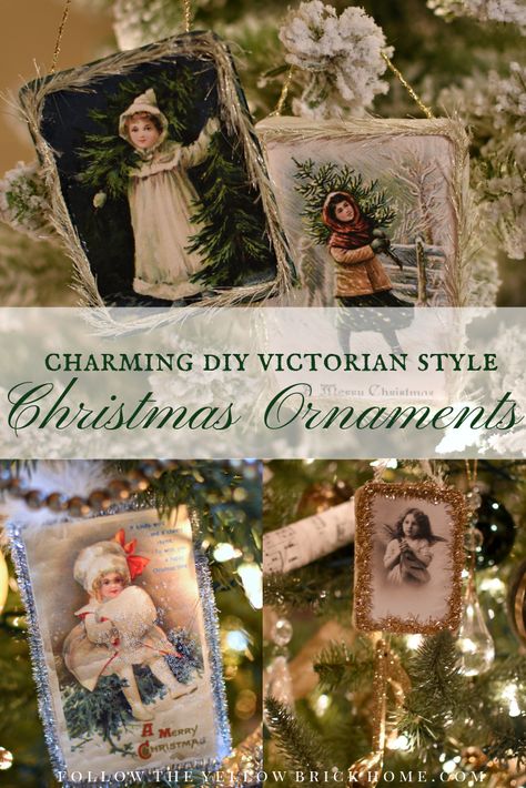 Charming DIY Victorian Style Christmas Ornaments Victorian Style Christmas, Victorian Christmas Decorations, Victorian Christmas Tree, Victorian Crafts, Yellow Brick Home, Victorian Christmas Ornaments, Vintage Christmas Crafts, Silver Christmas Decorations, Vintage Christmas Decor