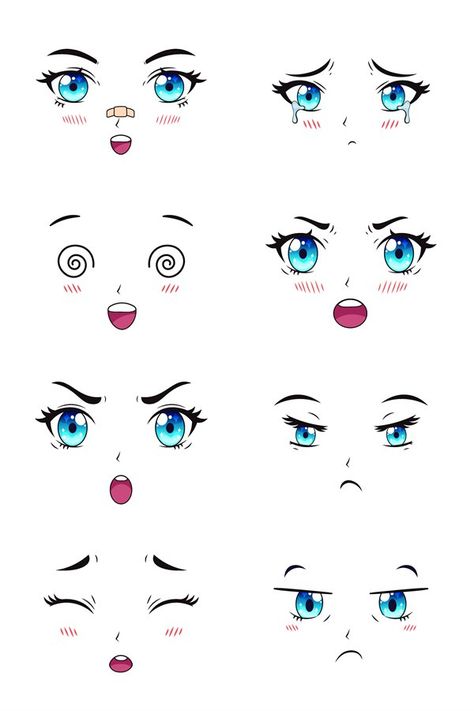 Cartoon anime characters eyes, eyebrows and mouth expression#character #expression #cartoon Anime Characters Eyes, Anime Face Expressions, Expression Character, Cartoon Noses, Mata Manga, Expression Cartoon, Anime Mouth Drawing, Anime Nose, Chibi Eyes