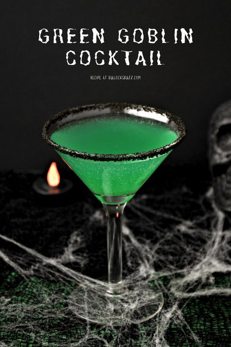 Scare up some adult fun on Halloween with this frightfully fruity Green Goblin Halloween Cocktail recipe! Made with dark rum, pineapple juice, lemon juice, Blue Curacao, and lemon-lime soda, this spooky Halloween drink will leave you wanting more! Green Halloween Cocktail, Easy Halloween Cocktails, Green Cocktails, Halloween Party Drinks, Halloween Drinks Alcohol, Halloween Cocktail, Green Halloween, Halloween Fest, Mixed Drinks Alcohol