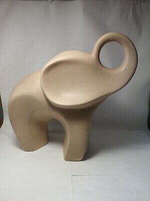 LARGE LAURENTIENNE POTTERY Laurentian St Jerome Quebec MCM Elephant Sculpture $75.69 - PicClick Abstract Animal Sculpture, Elephant Pottery, Abstract Pottery, Animal Pottery, Pottery Diy, Carved Wooden Animals, Dark Trim, St Jerome, Pottery Animals