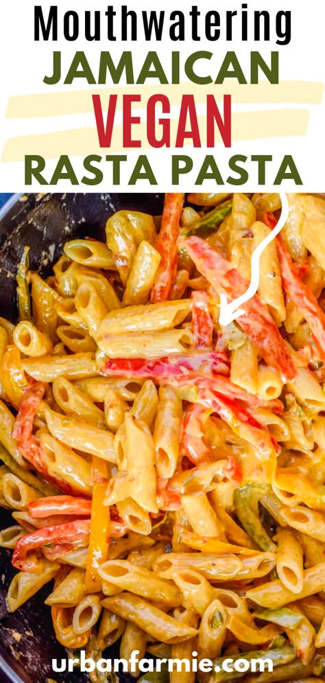 This flavorful and mildly spiced pasta dish is made with fresh, simple, and meatless ingredients, making it a great option for vegetarians and vegans. And the best part? It's ready in just 30 minutes! Whether you're craving comfort food or seeking out new flavors, this Jamaican Rasta pasta recipe delivers on both taste and convenience. So why not add some Caribbean flair to your dinner rotation tonight? Rasta Pasta Jamaican Dairy Free, Vegetarian And Vegan Recipes Dinners, Awesome Vegan Recipes, Vegan Dinner Recipes Pasta, Easy Plant Based Crockpot Recipes, Best Recipes Vegetarian, Vegan Dinners Recipes, Mediterranean Food Vegetarian, Vegan Fajita Pasta