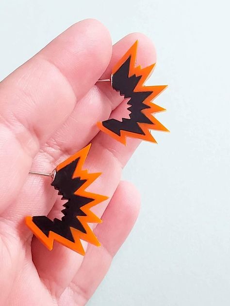 Bakugo Earrings | Kirishima Earrings | My Hero Academia - Pop Pastel Bakugo Earrings, Boy Earrings, Cute Handmade Gifts, Orange Clothes, Anime Fire, My Hero Academia Merchandise, Bakugo Katsuki Fanart Cute, Anime Earrings, Bakugou Manga