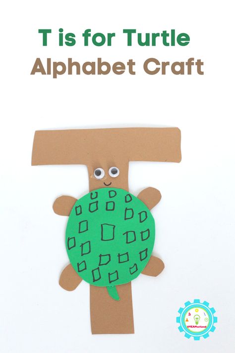 Kids will love this letter in their alphabet crafts because it features everyone's favorite cat, the lion. The T is for turtle alphabet craft is a fun way to transform a boring letter into an exciting animal. T Is For Turtle, Alphabet With Animals, Letter T Crafts, Letter Of The Week Activities, Preschool Alphabet Letters, Turtle Activities, Turtle Craft, Preschool Creative Art, Animal Alphabet Letters