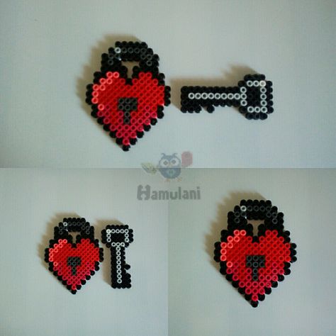 Perler Bead For Boyfriend, Valentines Hama Beads, Perler Beads Ideas Valentines Day, Couples Perler Beads, Perler Bead Valentine Patterns, Perler Beads Valentines, Perler Beads Valentines Day, Oragami Bookmark, Valentines Day Perler Bead Patterns