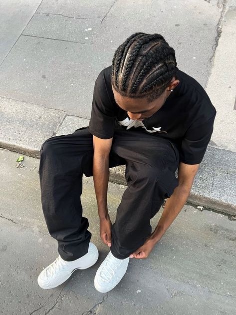 Cornrow Outfits Men, 4c Cornrows Men, Outfits With Cornrows Braids, Drop Fade Cornrows, Cross Cornrow Braids, Braids Accessories Black Hair, Cornrow Hairstyles For Men Design, Cornrow Designs Men, Men’s Cornrow Styles