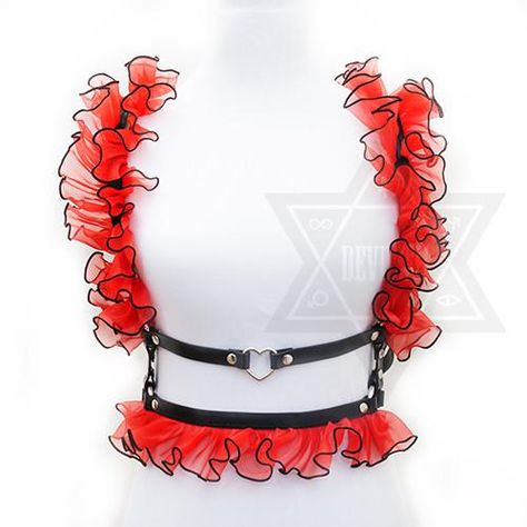 Heart Harness, Shoe Tattoos, Pastel Accessories, Goth Gf, Red Outfit, Japan Fashion, Harajuku Fashion, Pole Dancing, Stage Outfits