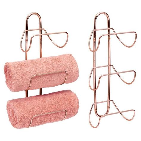 Wall Mount Towel Rack, Under Bathroom Sinks, Rose Gold Room Decor, Rose Gold Rooms, Gold Room Decor, Bathroom Towel Holder, Metal Room, Wall Mounted Towel Holder, Hair Accessories Storage