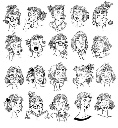 Liste de nos différentes illustrations et dessins | VIRGINIE Facial Expressions Character Design, Cartoon Facial Expressions, Faces Cartoon, Illustration Tutorial, 얼굴 그리기, Drawing Faces, Drawing Expressions, 캐릭터 드로잉, Sketchbook Art