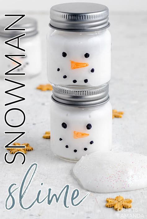 Sparkly iridescent glitter gives the look of snow in this snowman slime project! You only need a handful of supplies for this cute craft. Iridescent Winter Wonderland Party, Third Grade Christmas Crafts, Winter Wonderland Crafts For Kids, Winter Slime, Snowman Slime, Winter Crafts For Toddlers, Snow Crafts, Snow Party, Snowman Party