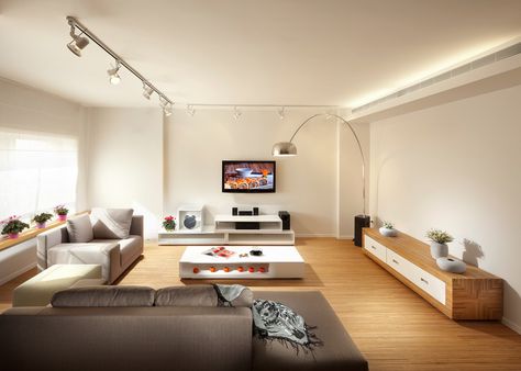 indirect lighting in a narrow false ceiling Living Room Without False Ceiling, Arco Floor Lamp, Light Hardwood Floors, Tv Room Design, Living Room Ceiling, Design Wood, House Elevation, Designer Blouse, Design Bedroom